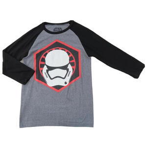 Star Wars Stormtrooper Men's 3/4 Sleeve Crew Neck Black & Gray T Shirt - Small